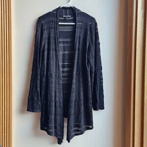 41 Hawthorn Black Open Angled Cardigan With Sheer Stripes Size Large